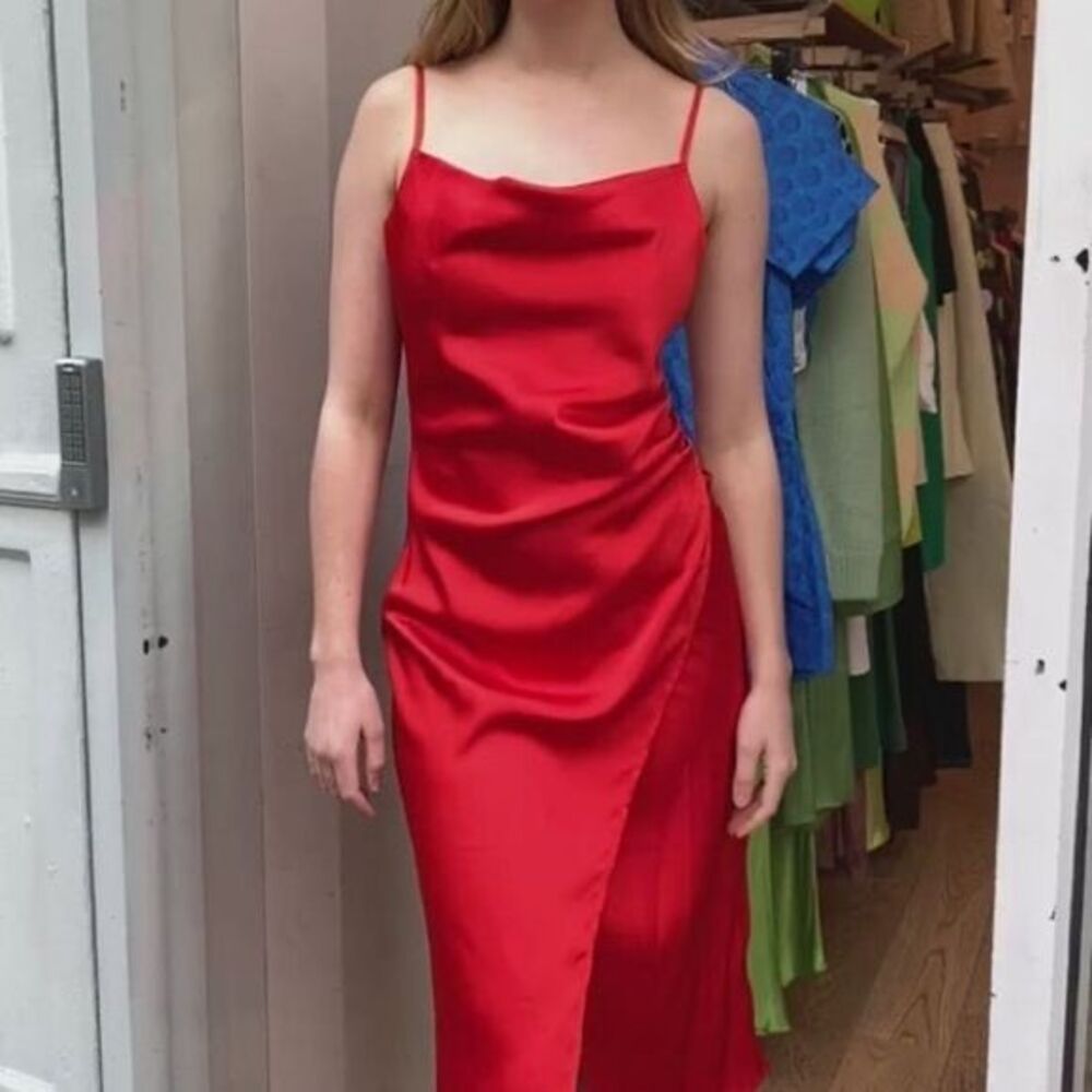 Isalis SohoNYC Red slip midi dress size large